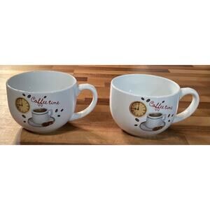 Trisa 2 Piece Jumbo Coffee Time Oversized Ceramic Mugs Cups Large White